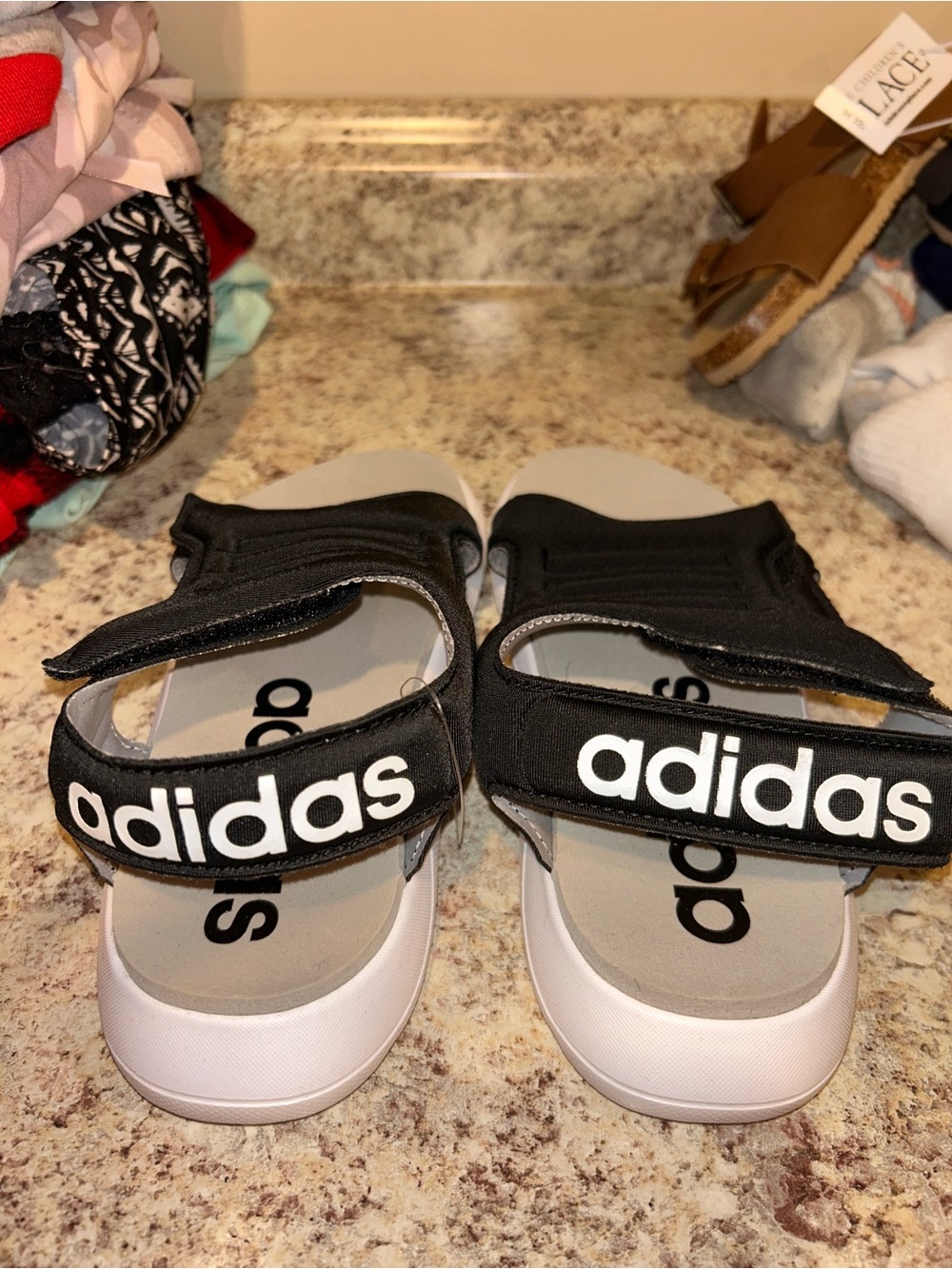 adidas Kids Black and Gray Hook-and-Loop Sport Sandals - Picture 2 of 2